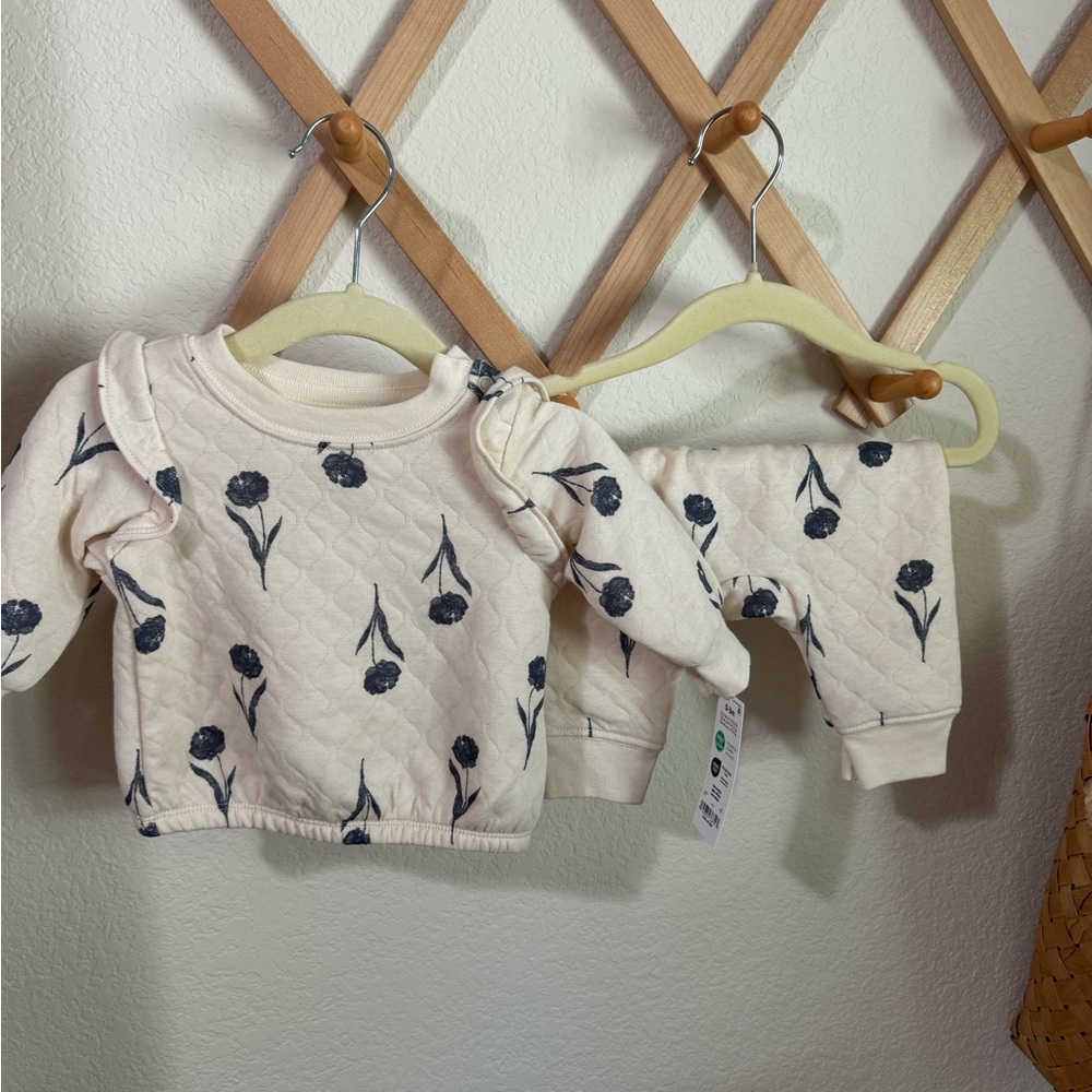 Floral Cream Kids Top and Pants Set
